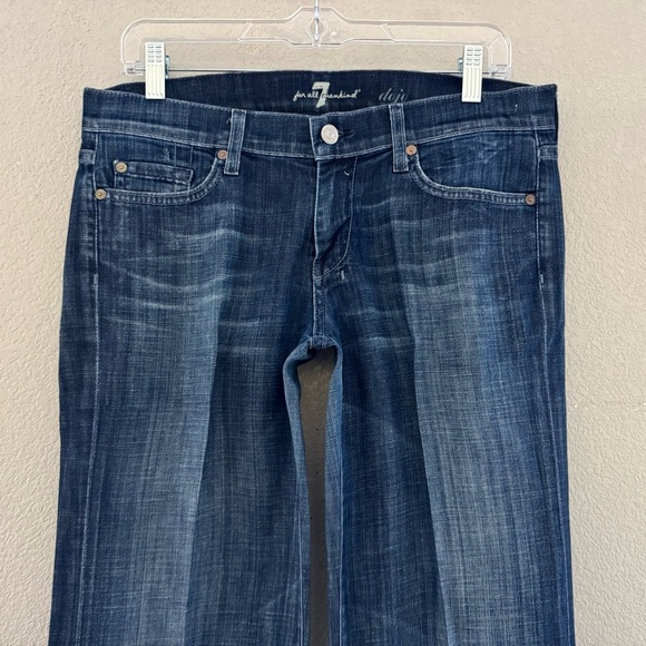 7 For All Mankind Dojo Jeans Low Rise Flare Western Y2K Dark Denim Blue 30 - Picture 7 of 16
